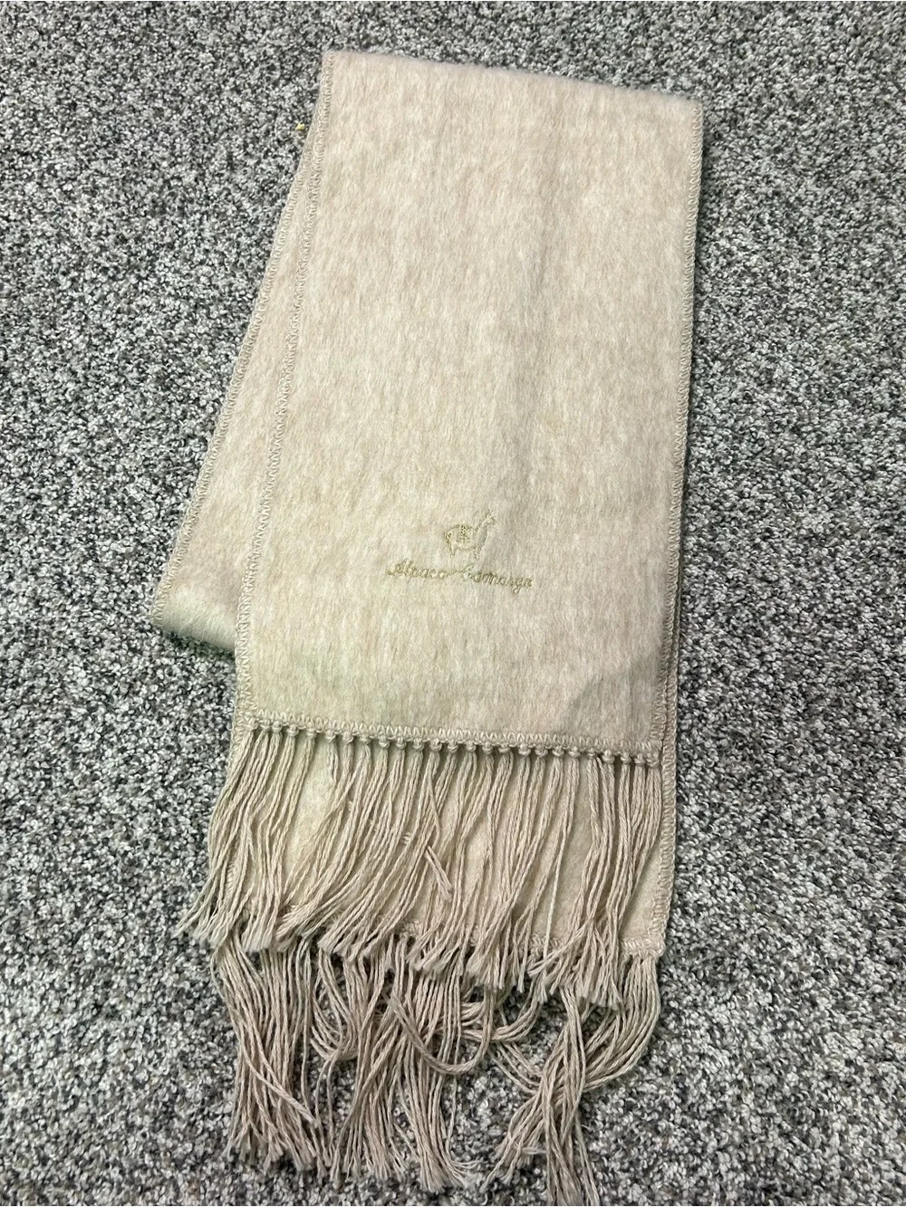 Alpaca Camargo Brushed Alpaca Scarf Fringed Long Cream Soft Made In Peru Classic